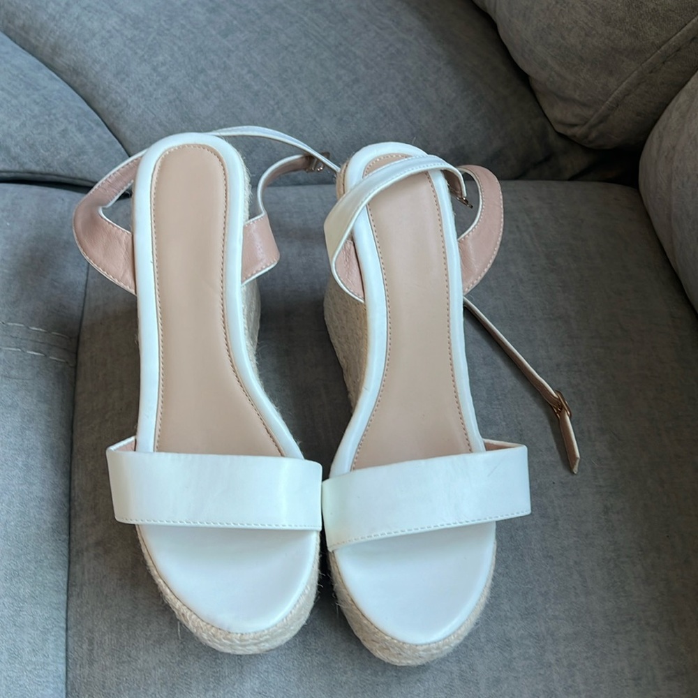 Never worn white wedges